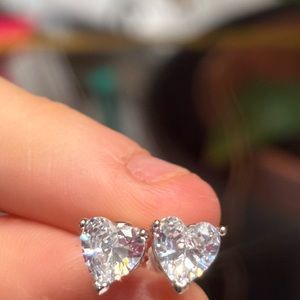 Heart faux diamond earrings